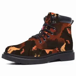 Men Orange Black Mid Top Boots