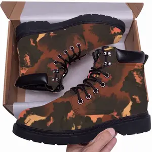 Men Orange Black Mid Top Boots