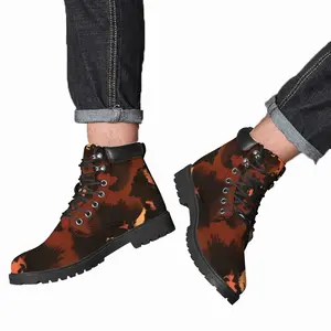 Men Orange Black Mid Top Boots