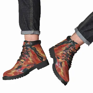 Men Metallic Horse Mid Top Boots