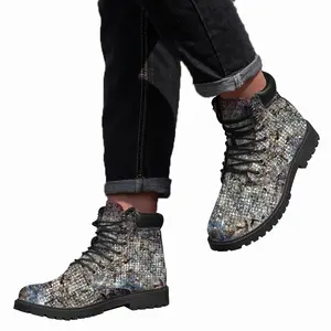 Men Whitegrid Mid Top Boots