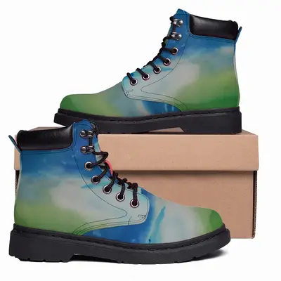 Men Waves Of Grass Right Panel Mid Top Boots