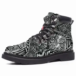 Men Liquid Skull Mid Top Boots