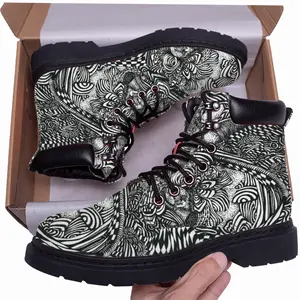 Men Liquid Skull Mid Top Boots