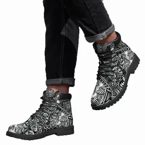 Men Liquid Skull Mid Top Boots