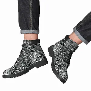 Men Liquid Skull Mid Top Boots