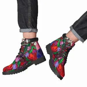 Men Cat And Vase Mid Top Boots