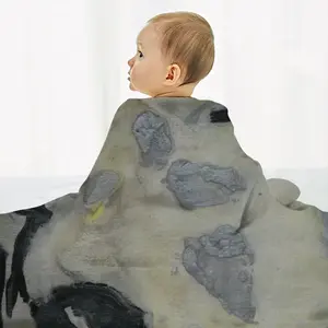 Bird In Silver And Black Baby Flannel Blanket (Vertical)