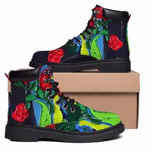 Men Roses And Cherries Mid Top Boots