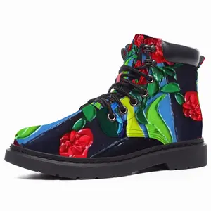 Men Roses And Cherries Mid Top Boots