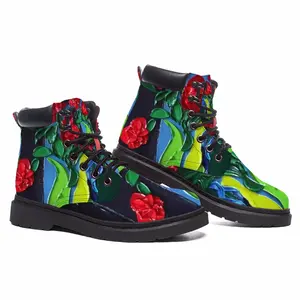 Men Roses And Cherries Mid Top Boots