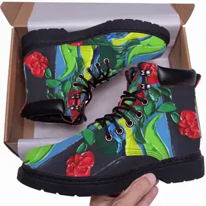 Men Roses And Cherries Mid Top Boots