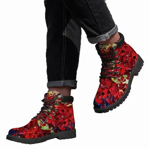 Men French Poppies Mid Top Boots