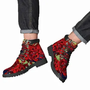 Men French Poppies Mid Top Boots