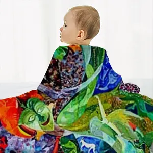 Frida Green Baby Flannel Blanket (Vertical)