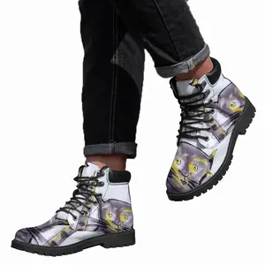 Men Cat Or Cat At Night Mid Top Boots