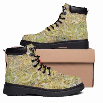 Men Peace Flowers Freedom Happiness Mid Top Boots