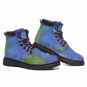 Men Purple Feather Mid Top Boots