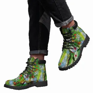 Men Flowers Along The Road Mid Top Boots