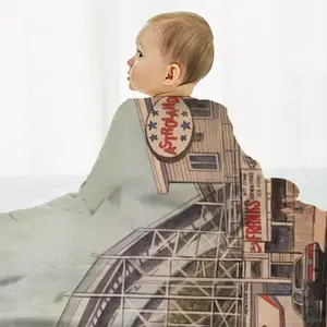 Cyclone Coney Island New York City Baby Flannel Blanket (Vertical)