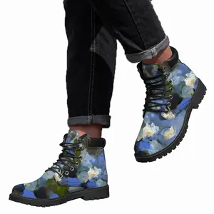 Men Water Lilies Mid Top Boots