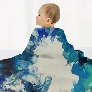 Large Choppy Wave Baby Flannel Blanket (Vertical)