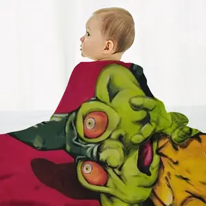 Green Alien Wizard Baby Flannel Blanket (Vertical)