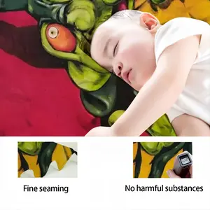 Green Alien Wizard Baby Flannel Blanket (Vertical)