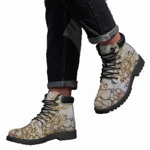 Men Sand Stone Images Mid Top Boots