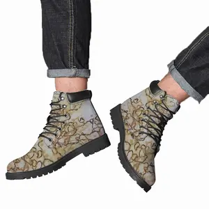 Men Sand Stone Images Mid Top Boots