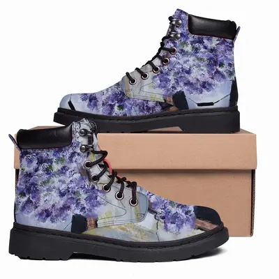 Men Window Flowers Mid Top Boots