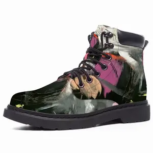 Men Black Rose Mid Top Boots