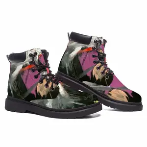 Men Black Rose Mid Top Boots