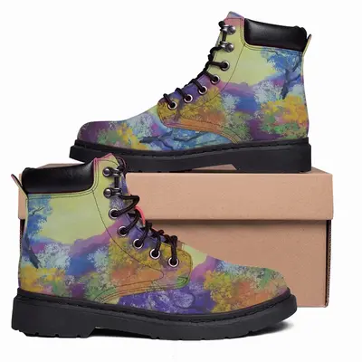 Men Blue And Violet Mid Top Boots