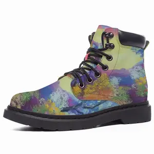 Men Blue And Violet Mid Top Boots