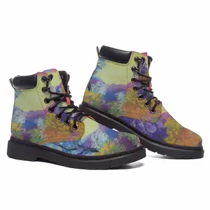 Men Blue And Violet Mid Top Boots