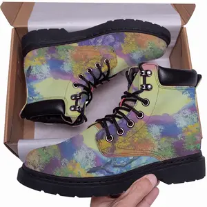 Men Blue And Violet Mid Top Boots