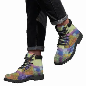 Men Blue And Violet Mid Top Boots