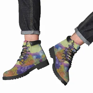 Men Blue And Violet Mid Top Boots