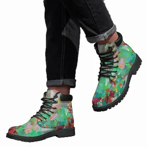 Men Summer Flowers Mid Top Boots