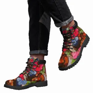 Men Red And Blue Mid Top Boots