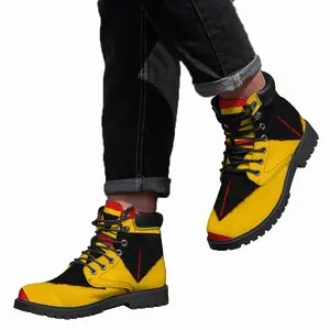 Men Pubic Flag Spain Mid Top Boots