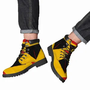 Men Pubic Flag Spain Mid Top Boots