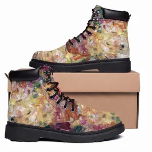 Men Fading Flowers Mid Top Boots