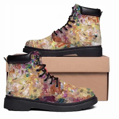 Men Fading Flowers Mid Top Boots