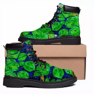 Men Water Lilies On The Blue Lake Mid Top Boots