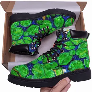 Men Water Lilies On The Blue Lake Mid Top Boots