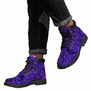 Men Purple Swirl Mid Top Boots