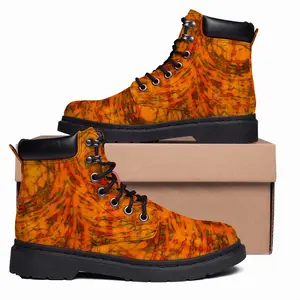 Men Orange Swirls Mid Top Boots