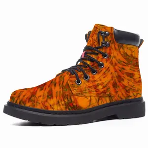 Men Orange Swirls Mid Top Boots